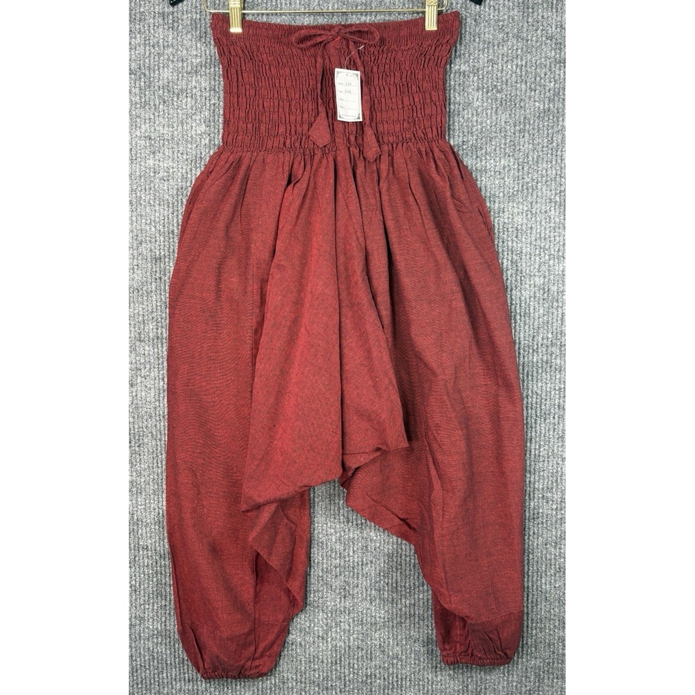 NWT Convertible Boho Harem Pants Jumpsuit Smocked Strapless Cotton Festival FS‎